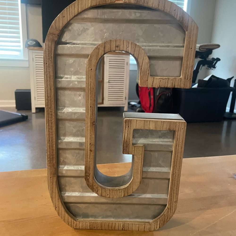 Rustic Metal and Wood Letter G Decor